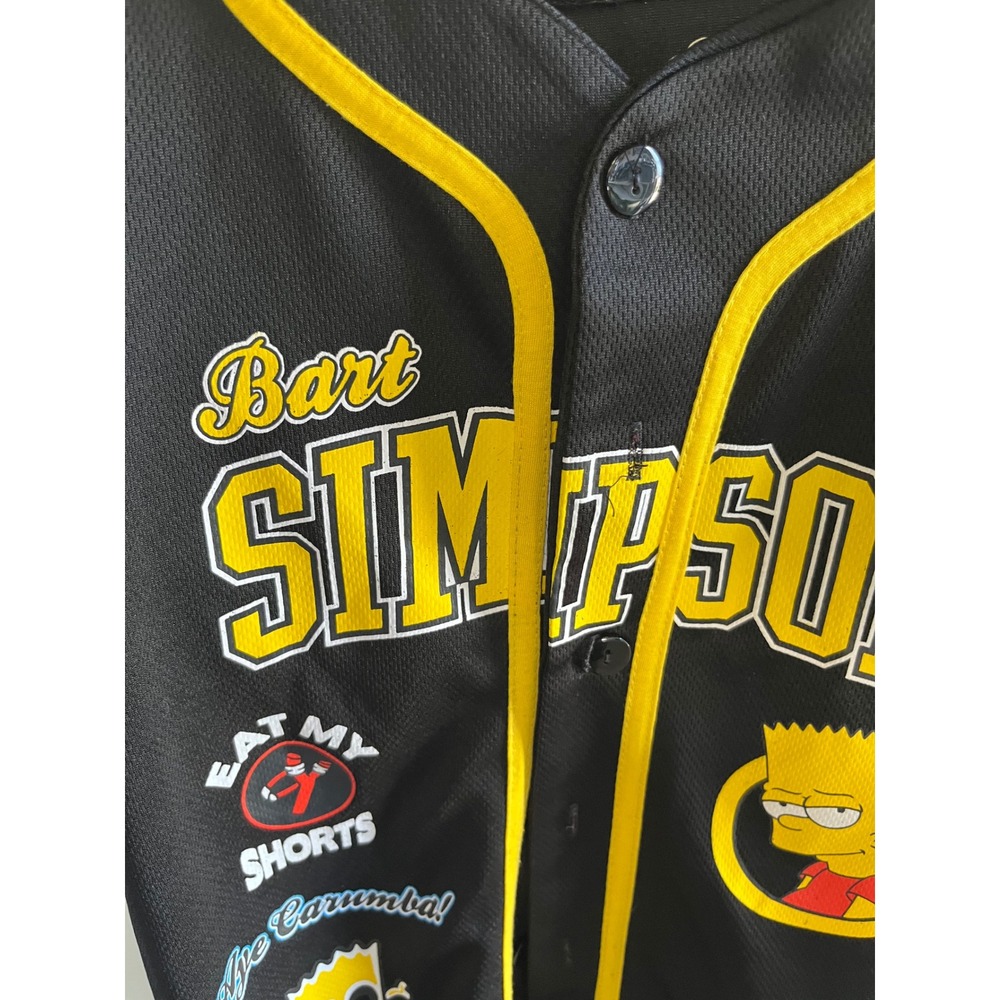 The Simpsons Bart Simpson Baseball Jersey Black Yellow Mesh Shirt Kids 10/12 89 - Picture 4 of 7